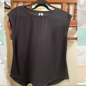 Black blouse with raised black polka dots